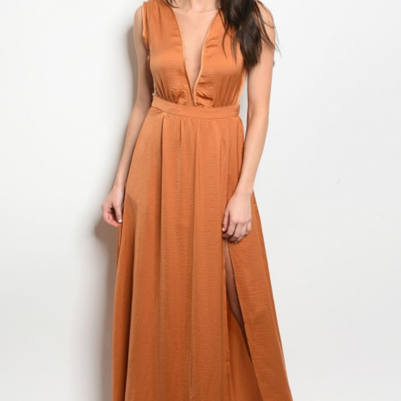 Dresses & Skirts - CAMEL MAXI  DRESS (SEMI GOWN)